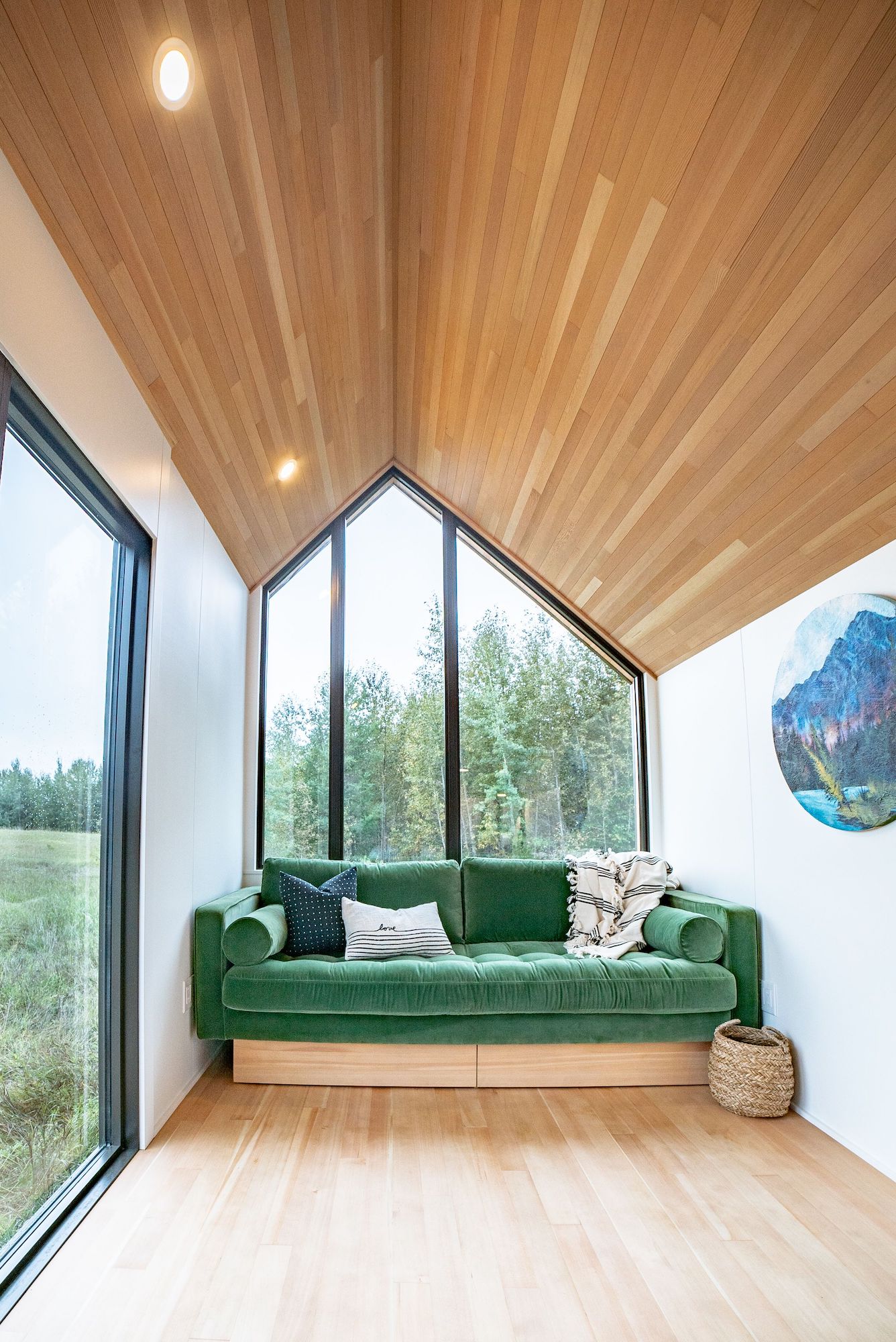 Couch and window in tiny house