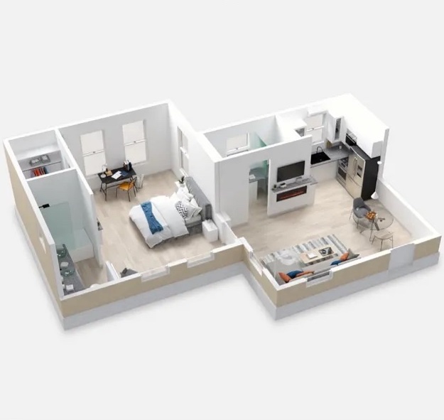 Boxabl 3D render floor plan