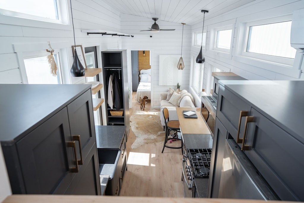 Tiny House on wheels for sale with lots of windows
